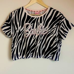 Barbie Logo Zebra Print Crop Top Medium